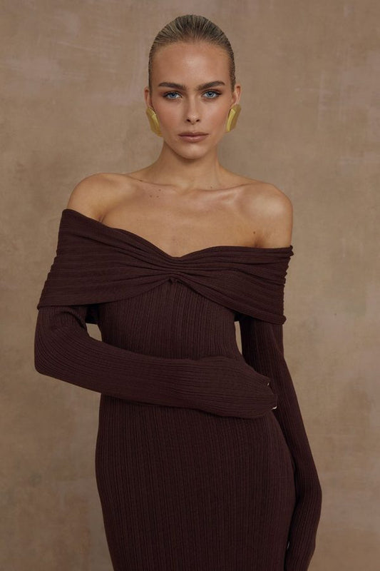 Airilie Midi Dress Brown by Runaway